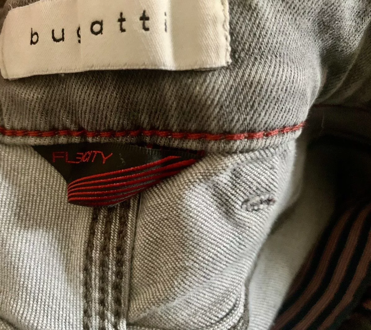 Bugatti Denim Bugatti × Designer Bugatti 'Flex City' Grey Men's Jeans Distressed Light Grey Denim Designer Classic Style Gray Streetwear