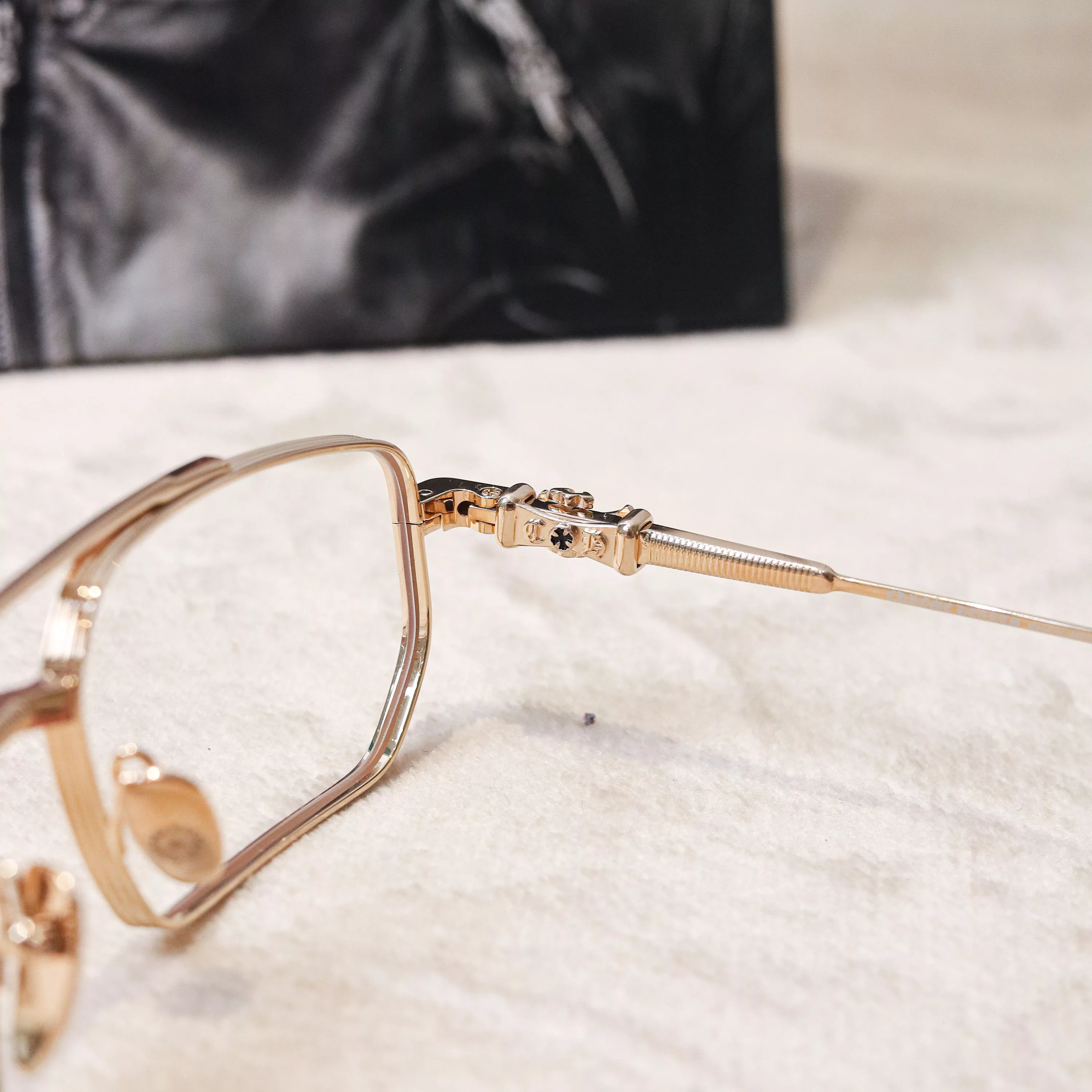 Chrome Hearts Glasses CHROME HEARTS GUSHER MATTE BLACK/GOLD PLATED
