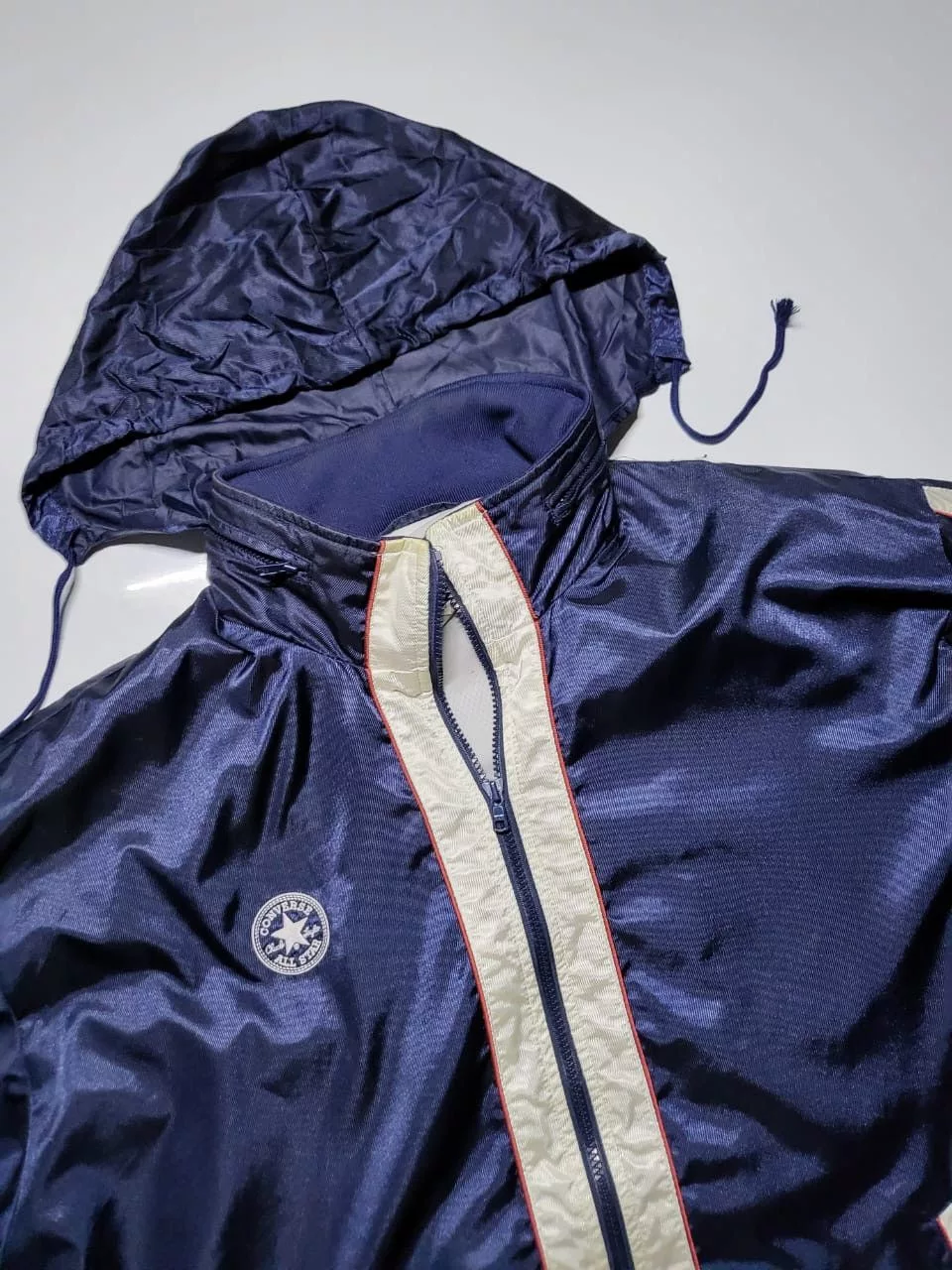 Converse Light Jackets Converse × Vintage Converse navy metallic biglogo Windbreaker Jacket Blue