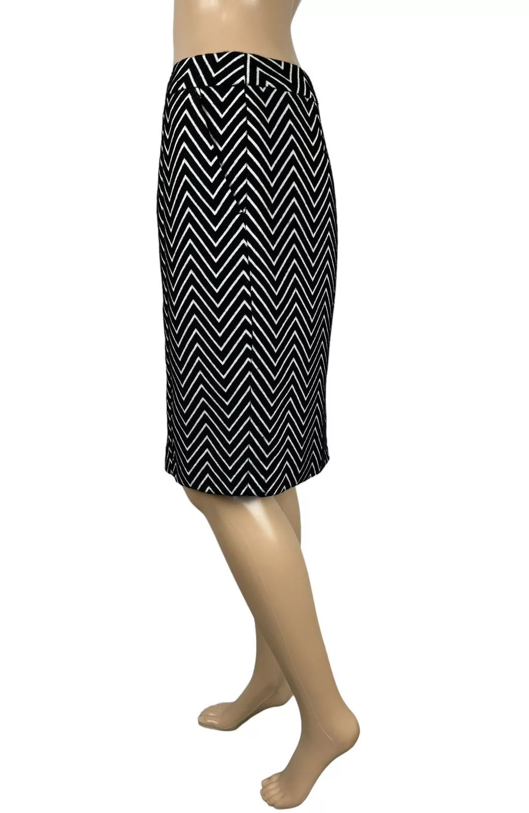 MAX&Co. Midi Skirts MAX&Co. Max&Co Pencil Skirt Zigzag Striped Wool-Polyester size US4 Black