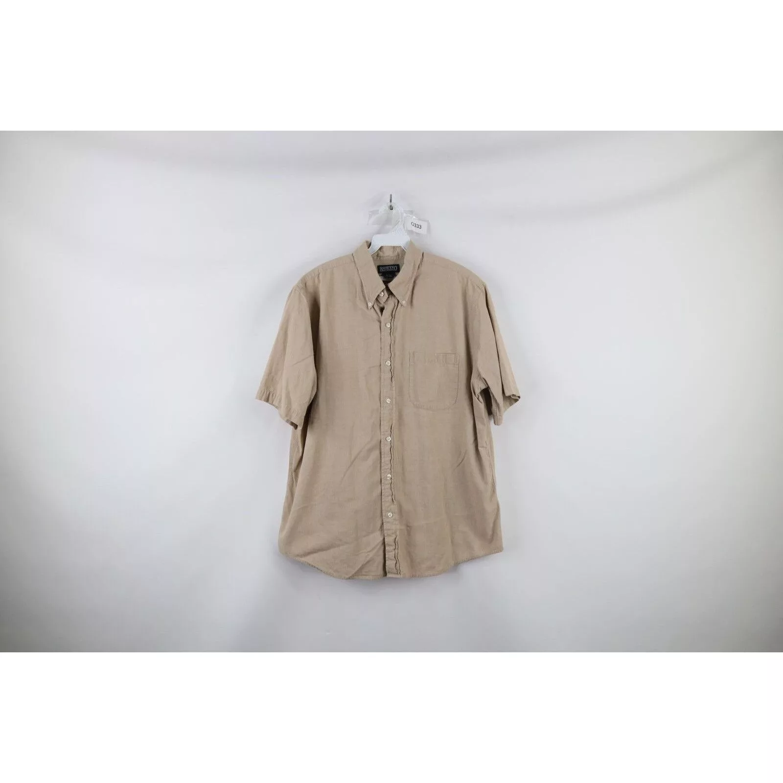 Lands' End Shirts Button Ups Lands' End × Vintage Vintage 90s Lands End Faded Collared Camp Button Shirt Beige