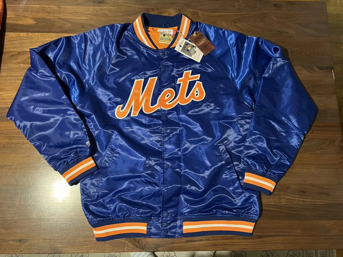 Mitchell & Ness Bombers Men's New York Mets Mitchell & Ness Satin Jacket Size XLT Blue