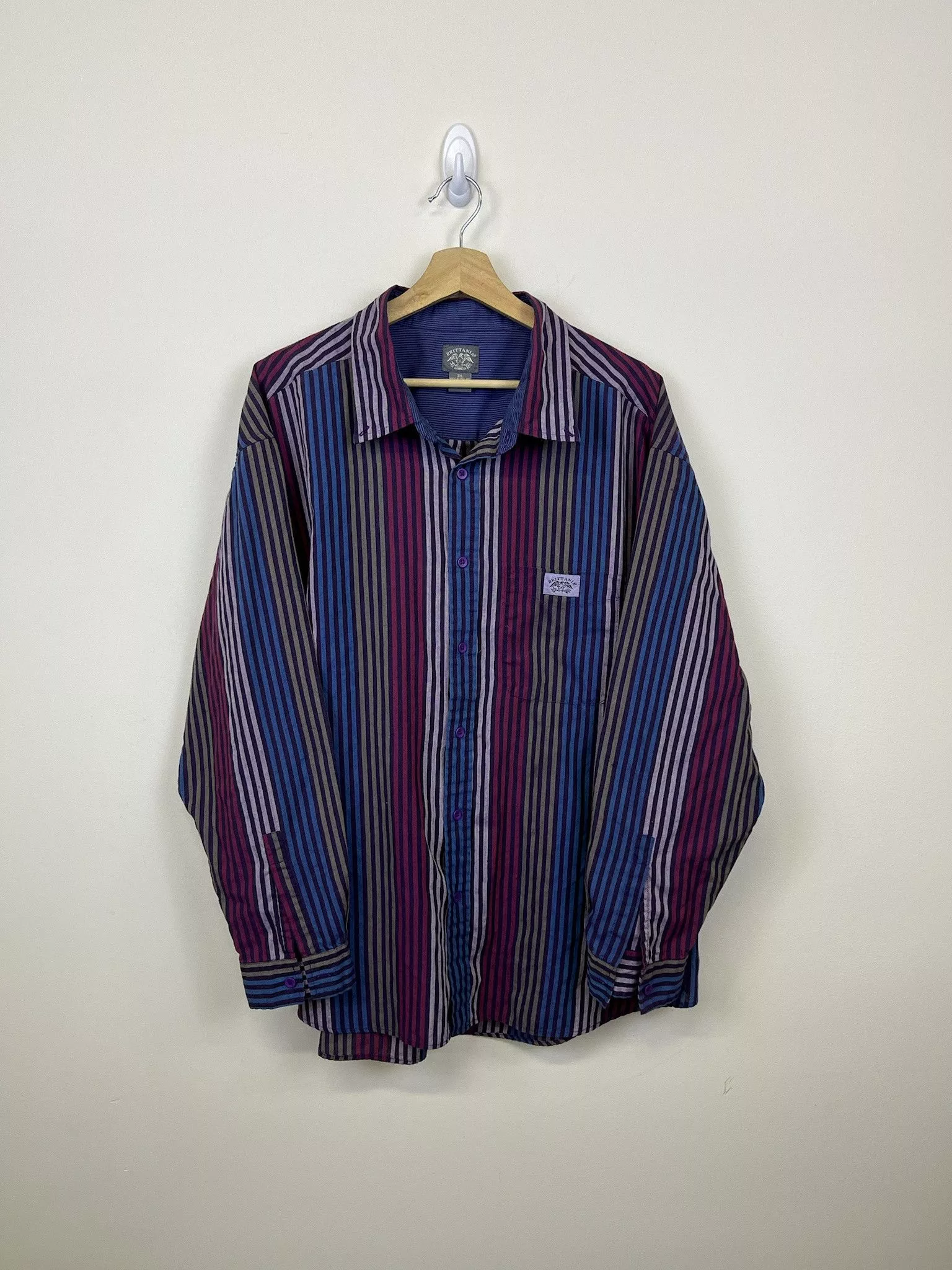Vintage Shirts Button Ups Vintage Brittania Lightweight Striped Button Up Blue