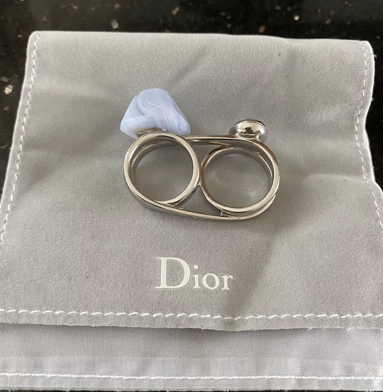 Dior Rings Dior Double-Finger Ring Size 8.5 Blue