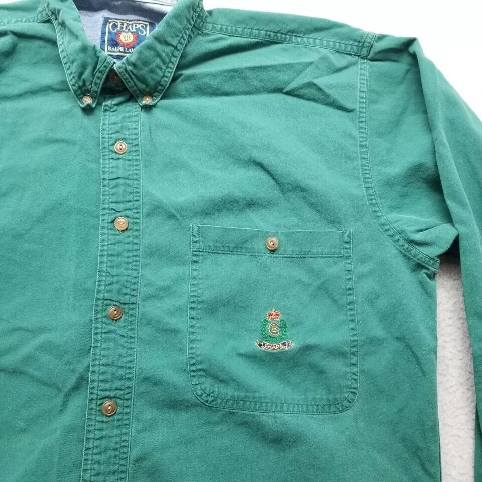 Chaps Ralph Lauren Shirts Button Ups Chaps Ralph Lauren Shirt Men Medium Button Up Oversized Green