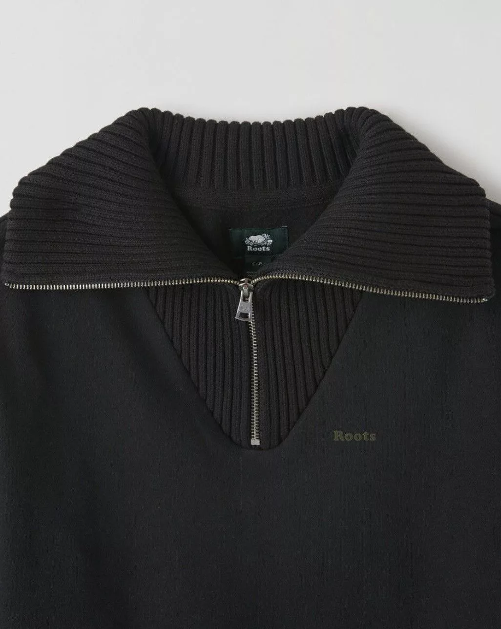 Roots Sweaters Knitwear ROOTS - Hybrid Mock Zip Sweater - Black