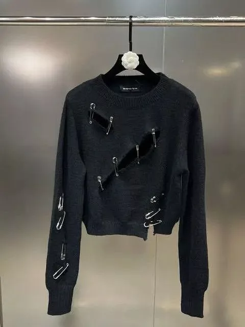 Japanese Brand Sweaters Japanese Brand O-neck Long Sleeve Sweater Black Avant-Garde