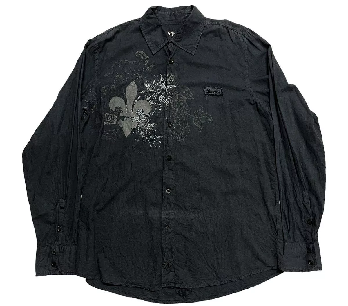 Affliction Shirts Button Ups Affliction × Vintage Rare Affliction Black On Black Logo Shirt Avant-Garde