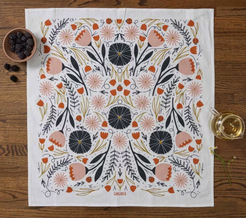 Moody Floral Tea Towel