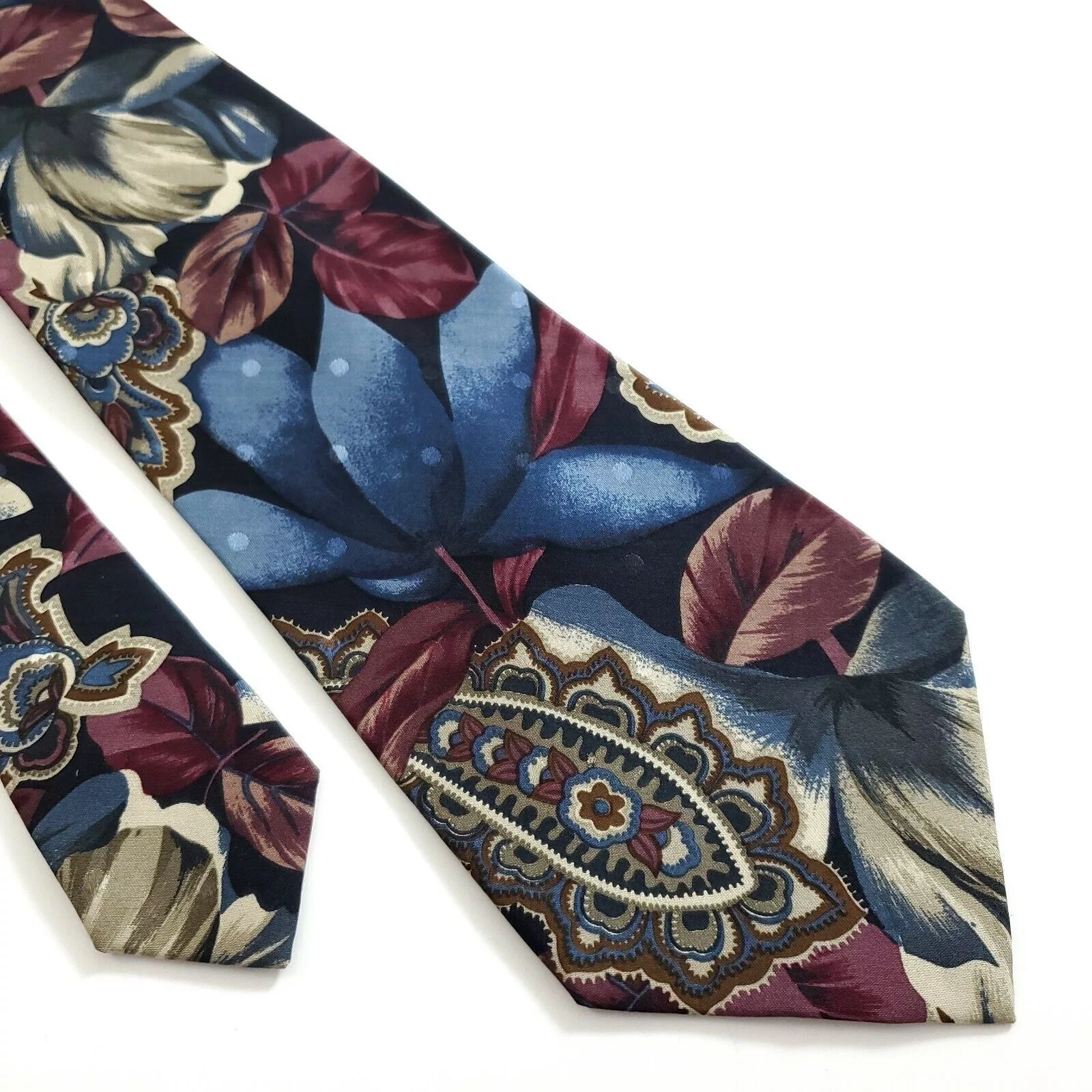 Robert Talbott Ties Pocketsquares Robert Talbott Omaggio Floral Print Blue Red Wide Silk Tie