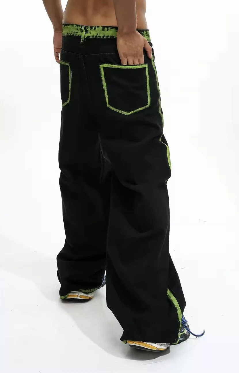 Jean Denim Hand-painted Graffiti Baggy Black Jeans