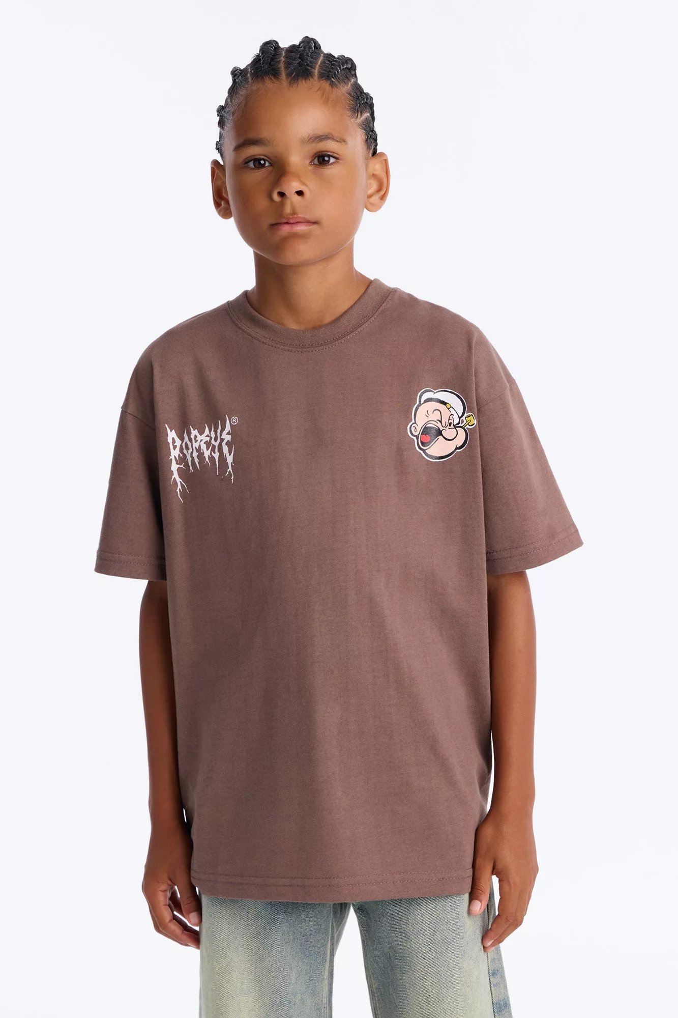 Mini Popeye Powered By Spinach Short Sleeve Tee - Brown