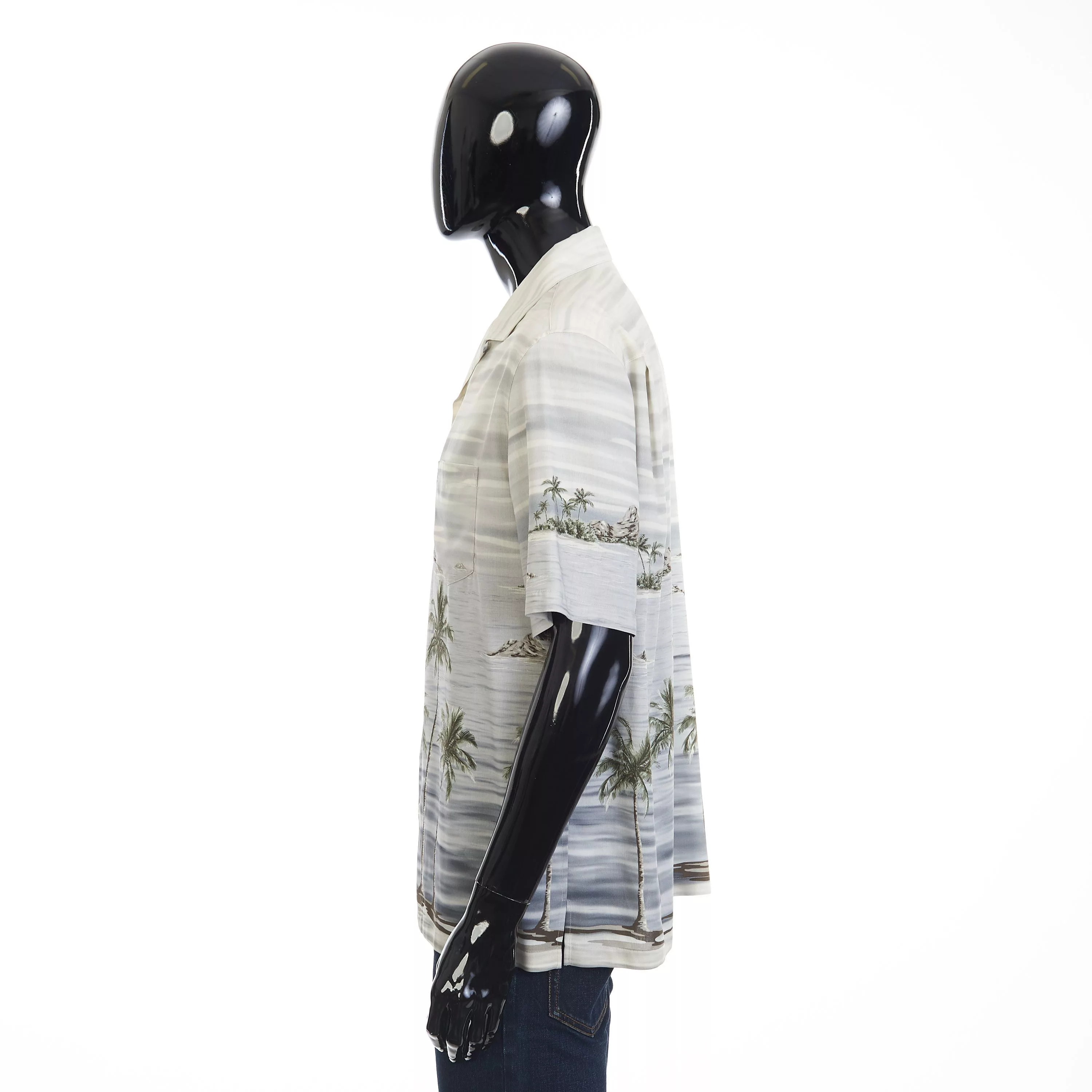 Celine Shirts Button Ups Celine Loose Hawaiian Shirt - Archipelago Print Viscose Gray