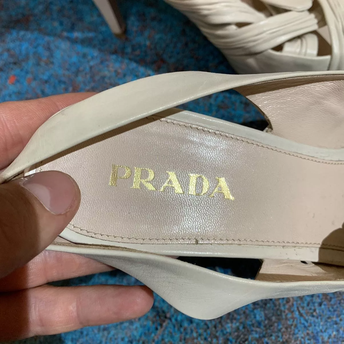 Prada Heels Prada Leather Heels Size 38 Beige Luxury