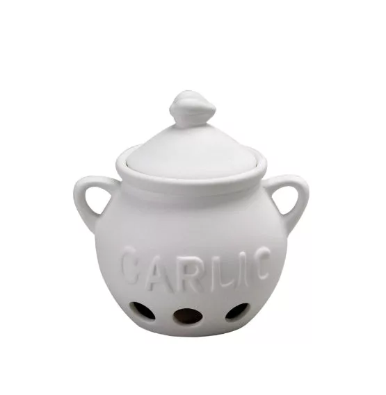 --White, Ceramic Garlic Keeper