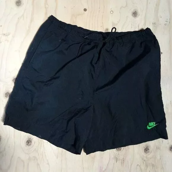 Nike Shorts Nike × Vintage Vintage 90s Nike Logo Wind Shorts Women Black Streetwear