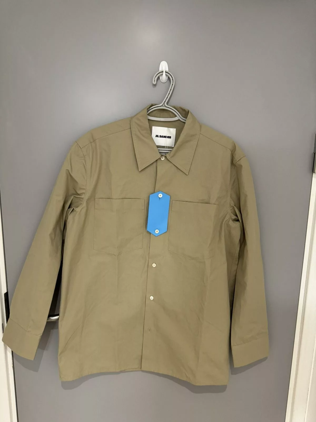 Jil Sander Shirts Button Ups Jil Sander Detachable Leather Patch Plain Shirt Beige