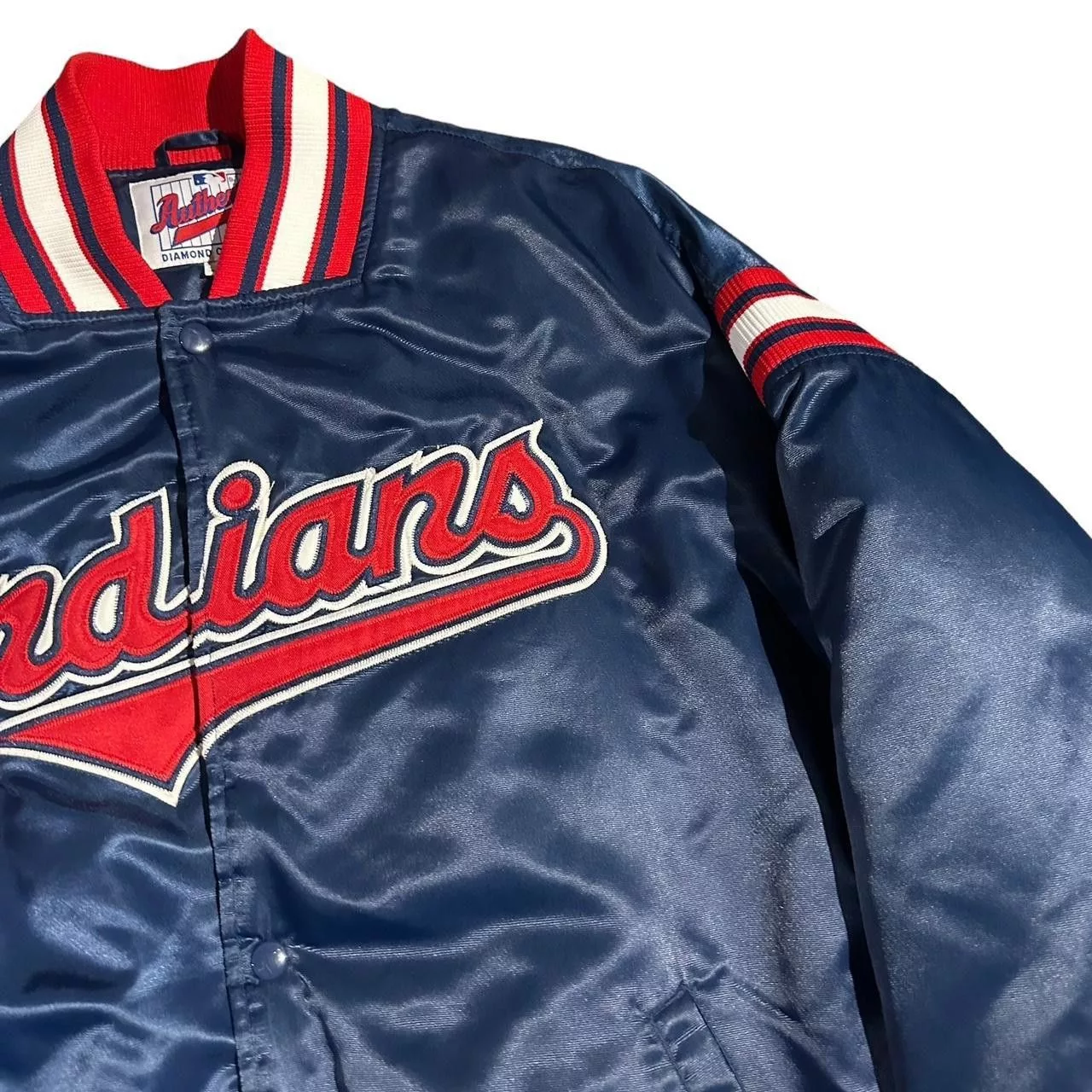 Starter Bombers 90s Starter Cleveland Indians Diamond Collection Jacket Blue