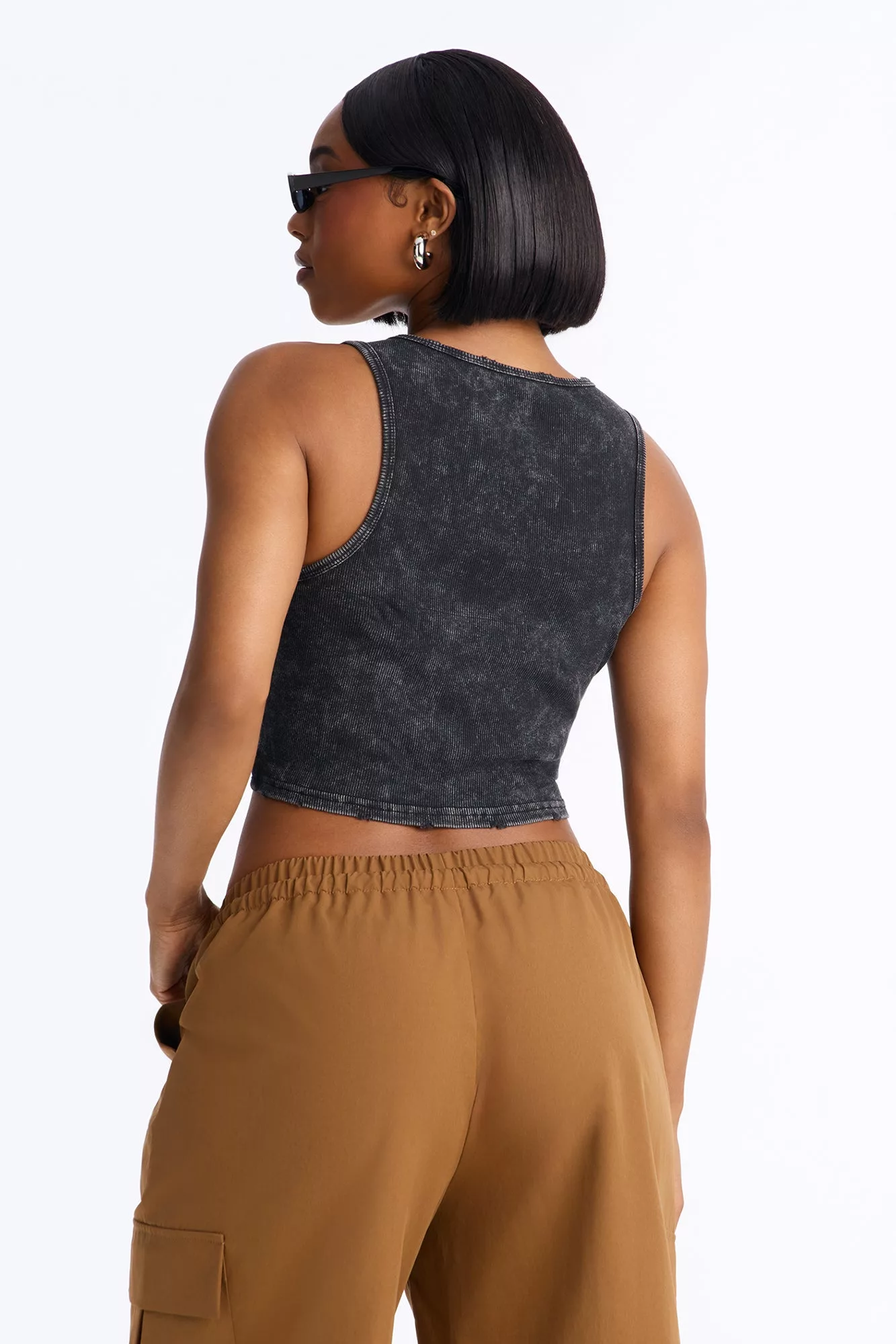 Von Dutch Studded Distressed Tank - Black