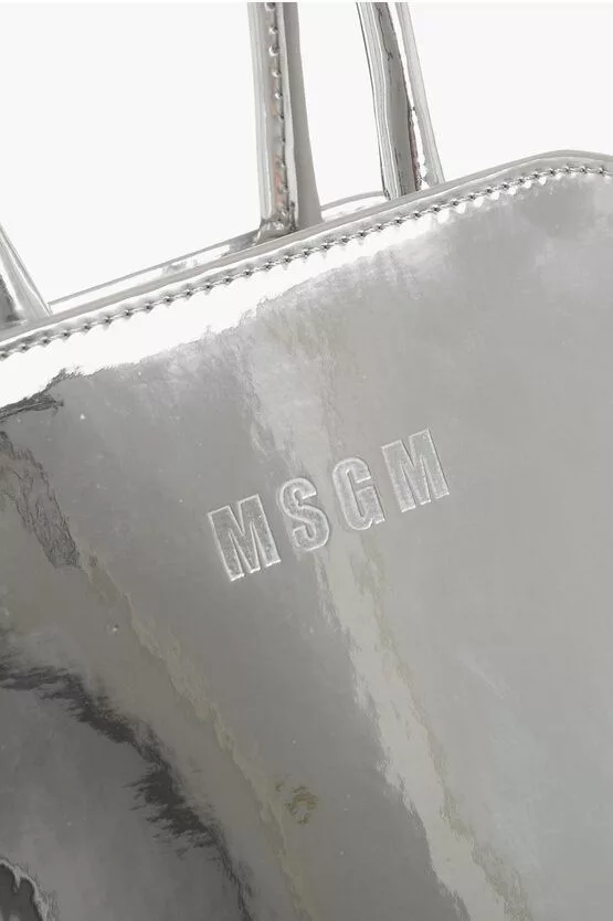 MSGM Shoulder Bags MSGM og1mm0724 Size: OS / Glossy Shoulder Strap Hand Bag Silver