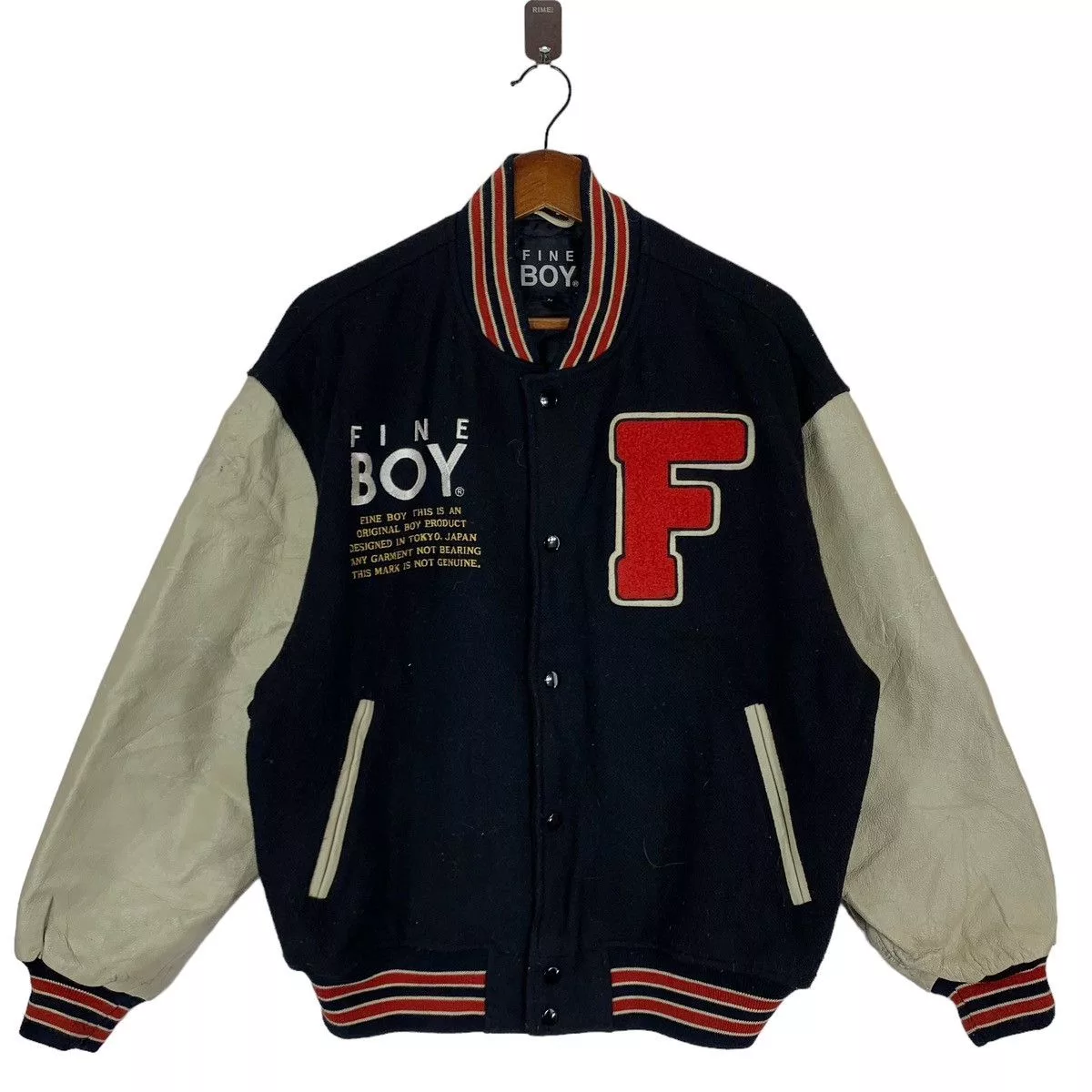 Other Bombers Other VINTAGE FINE BOY VARSITY SNAP BUTTON BOMBER JACKET Black