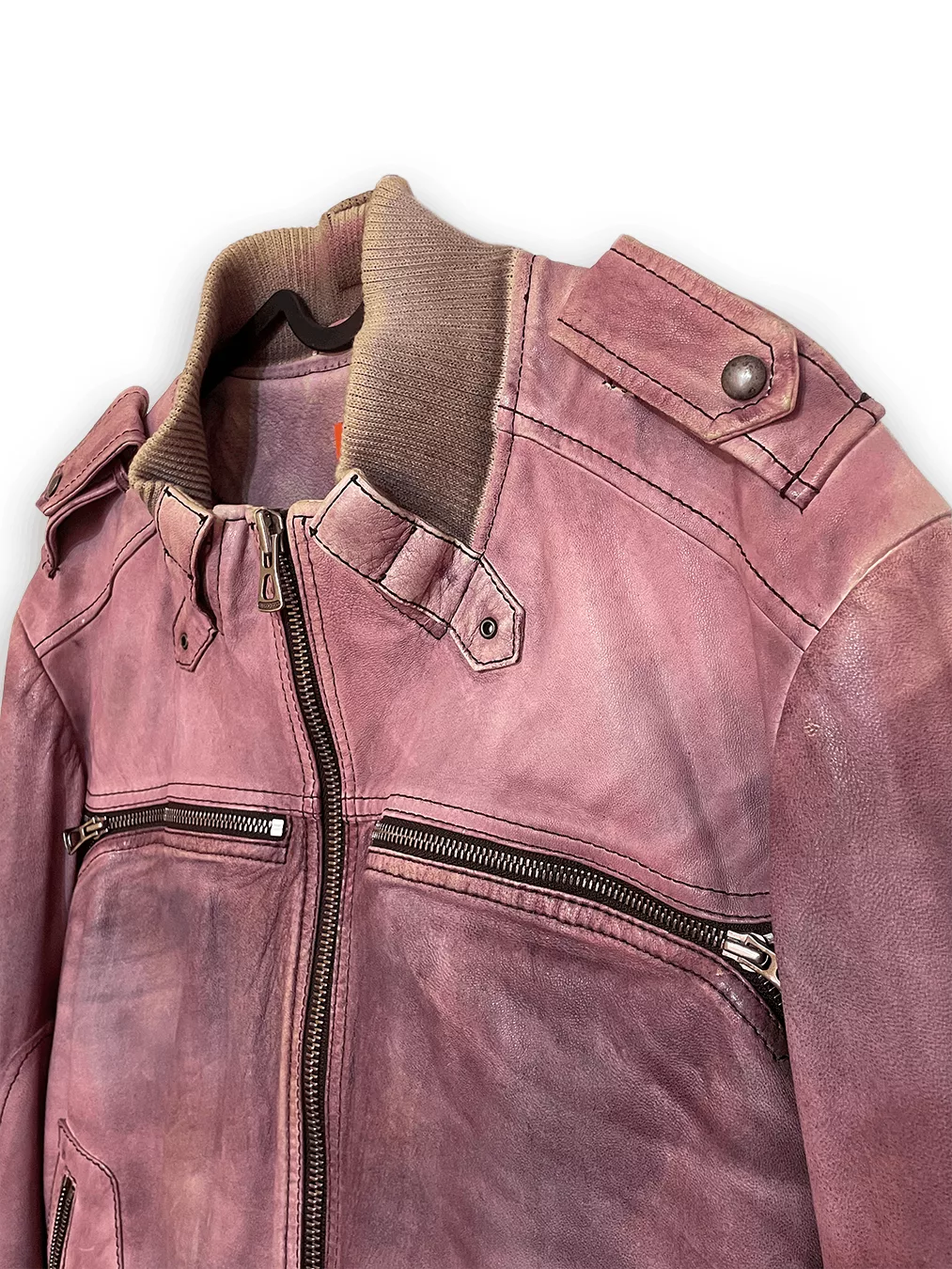 Hugo Boss Leather Jackets HUGO BOSS Leather Pink Wash Biker