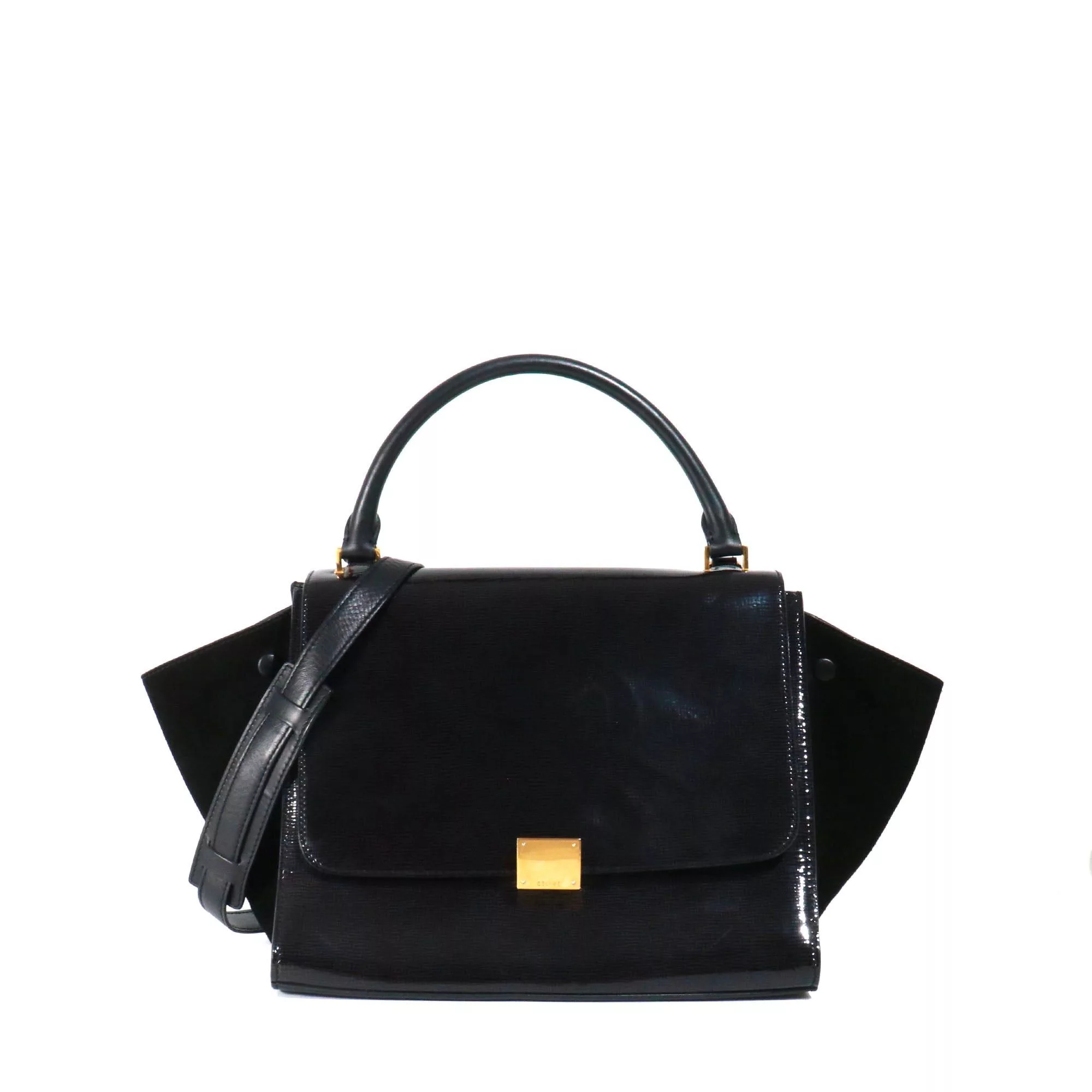 Celine Handle Bags CELINE - Céline Trapeze handbag in black patent leather Multi