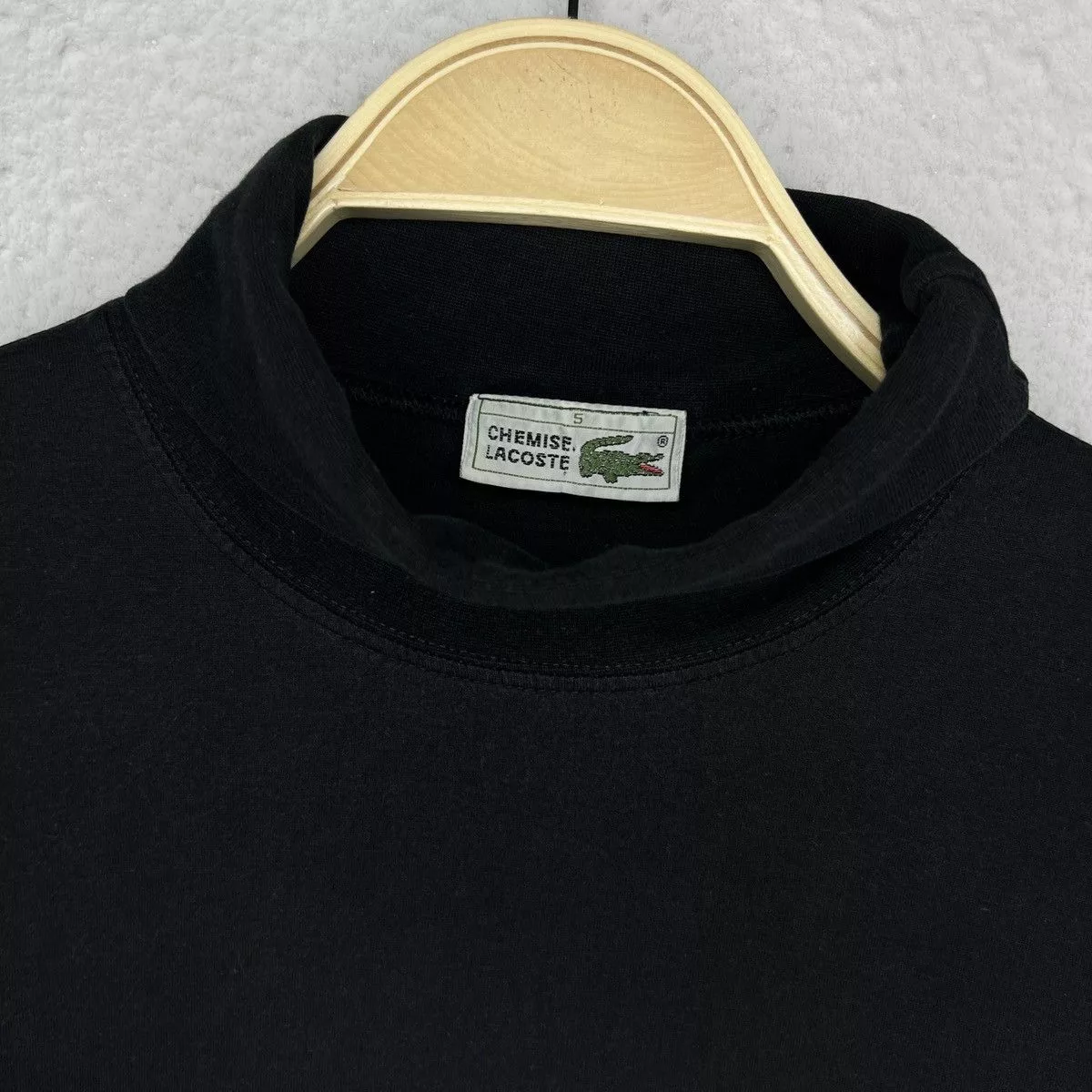 Lacoste Sweatshirts Hoodies Lacoste × Vintage Lacoste Sweatshirt Turtleneck Pull Vintage Black Logo Streetwear