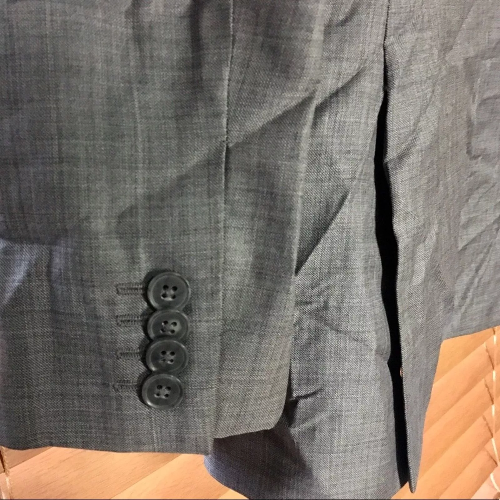 Express Blazers Express Classic Solid Gray Wool-Blend Suit Jacket