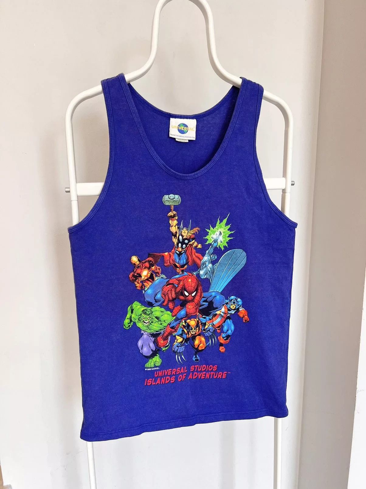 Universal Studios Short Sleeve T Shirts Universal Studios × Vintage × Warner Bros Vintage 1998 Universal Studios Vest Tee Blue