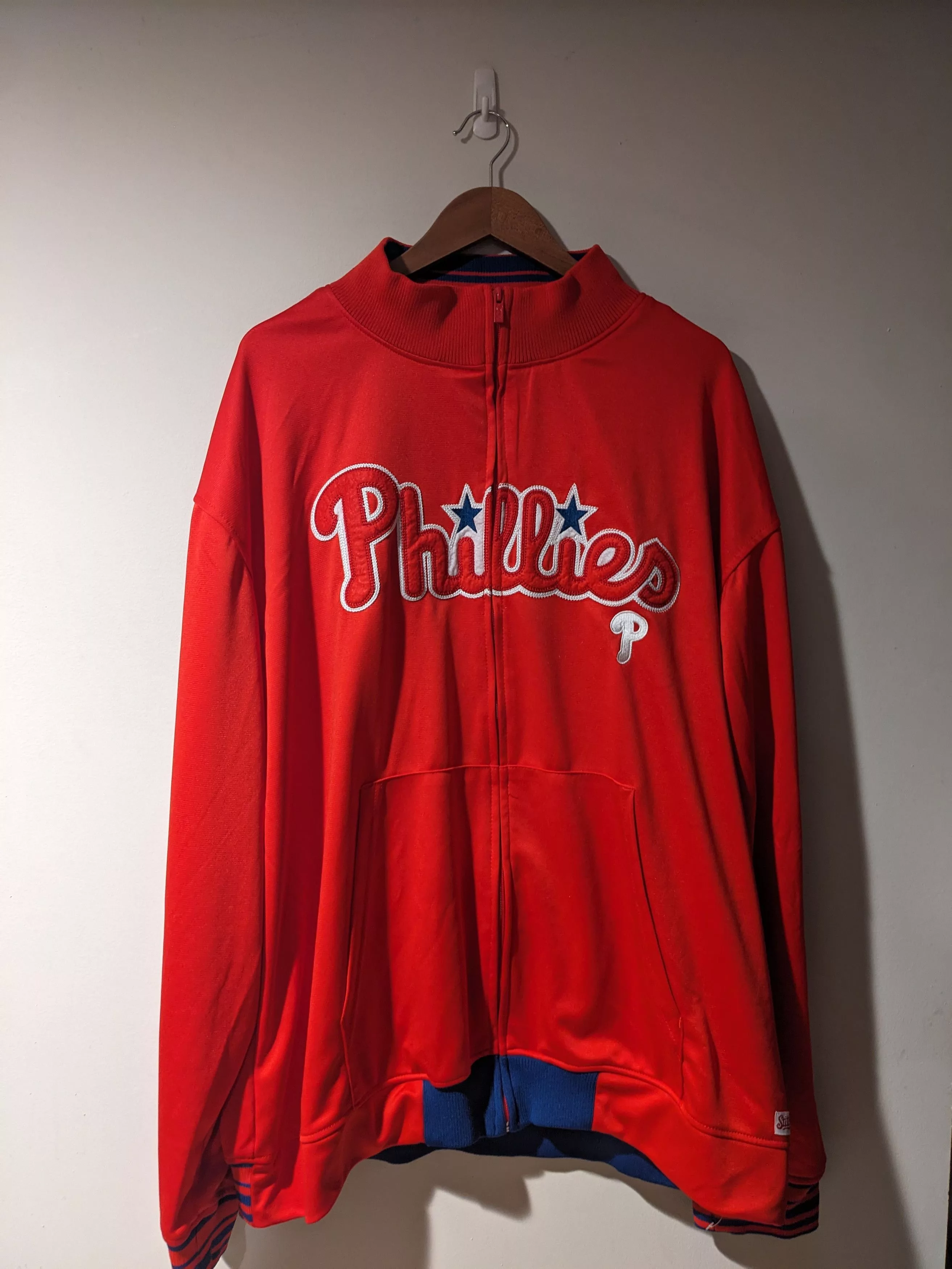 MLB Light Jackets MLB × Vintage Phillies MLB Baseball Stitches Red Full Zip Track Jacket Sportswear