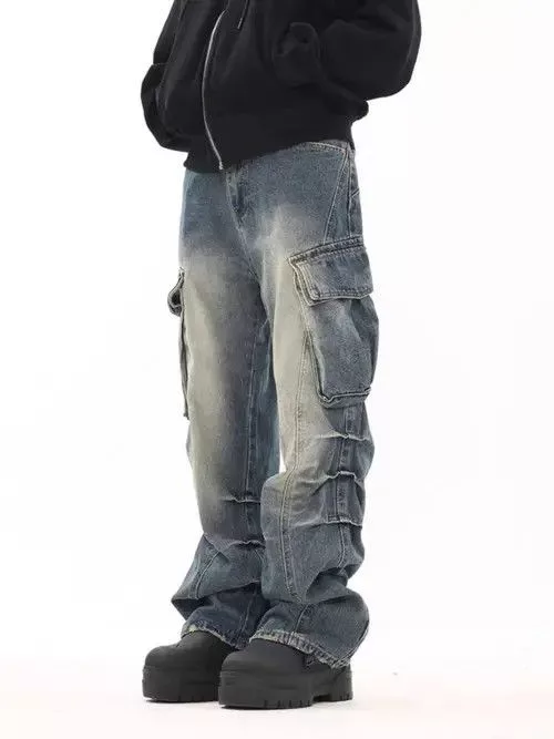 Japanese Brand Denim Japanese Brand × Jean Vintage washed distressed side pocket rare jeans Blue Streetwear