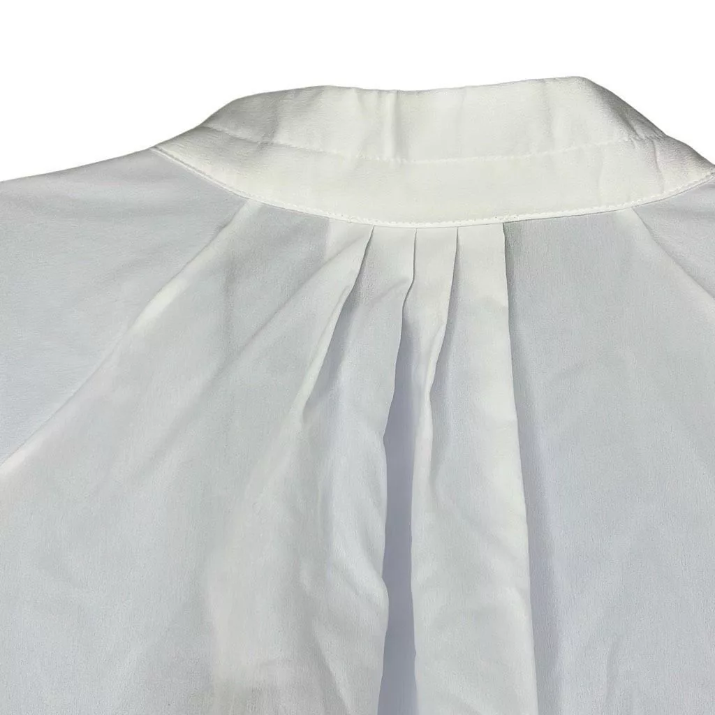 Alpha Studio Blouses Alpha Studio Womens M/L Button Front Blouse White Sheer Long