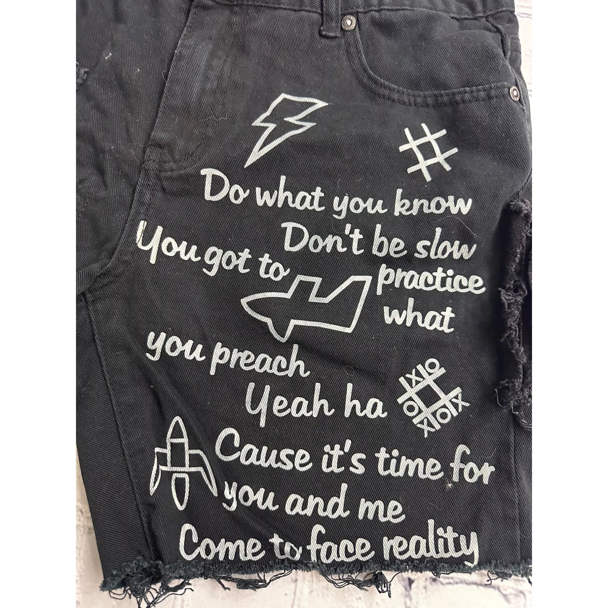 Other Shorts Other Custom Distressed Denim Knee Shorts Black