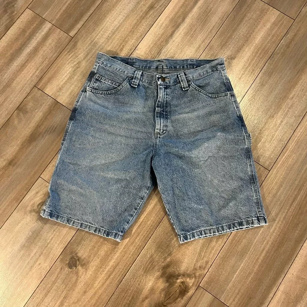 Wrangler Shorts Wrangler Medium Wash Y2K Denim Cargo Shorts Men 34 Blue