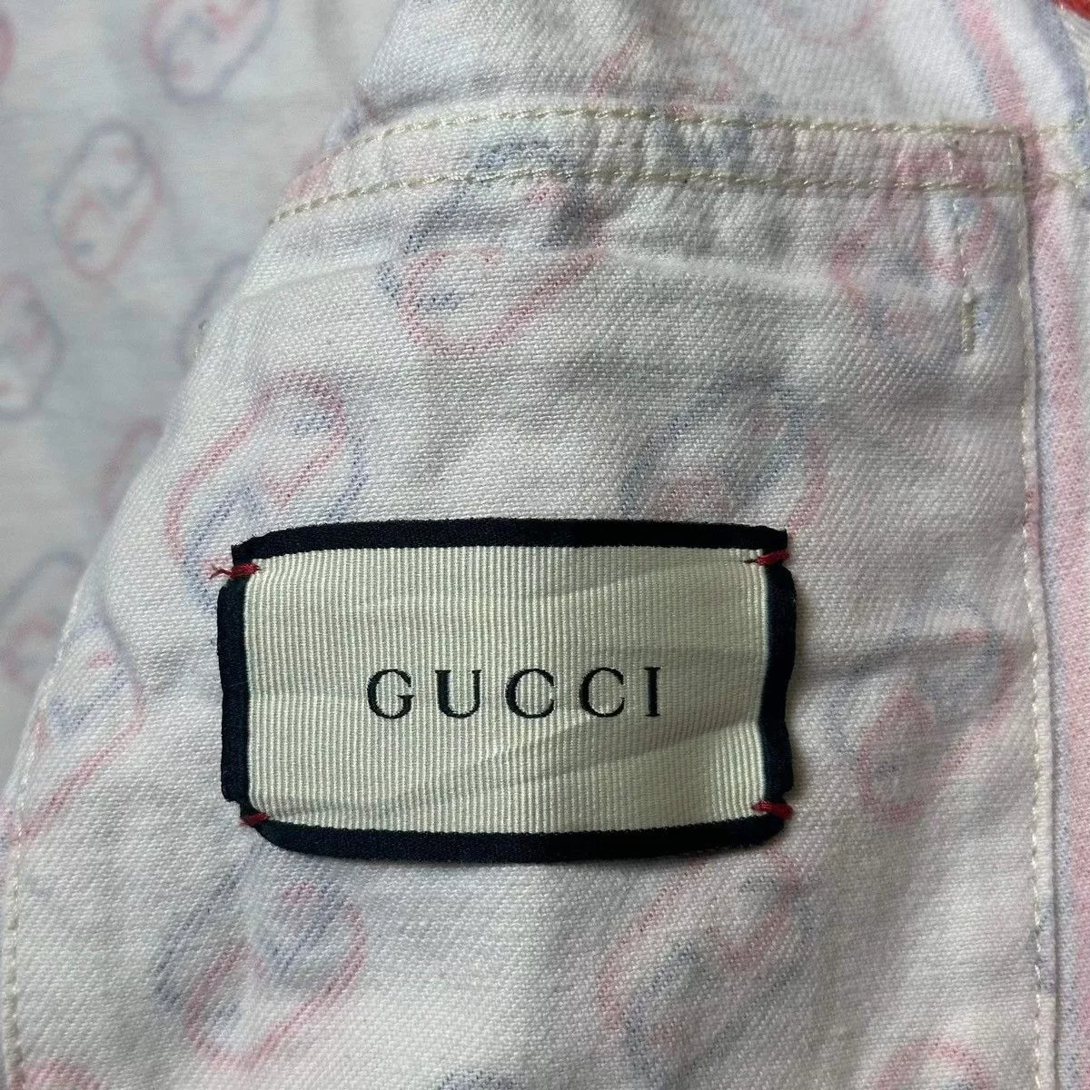 Gucci Denim Jackets GUCCI MONOGRAM “GC” JEANS JACKET White Luxury