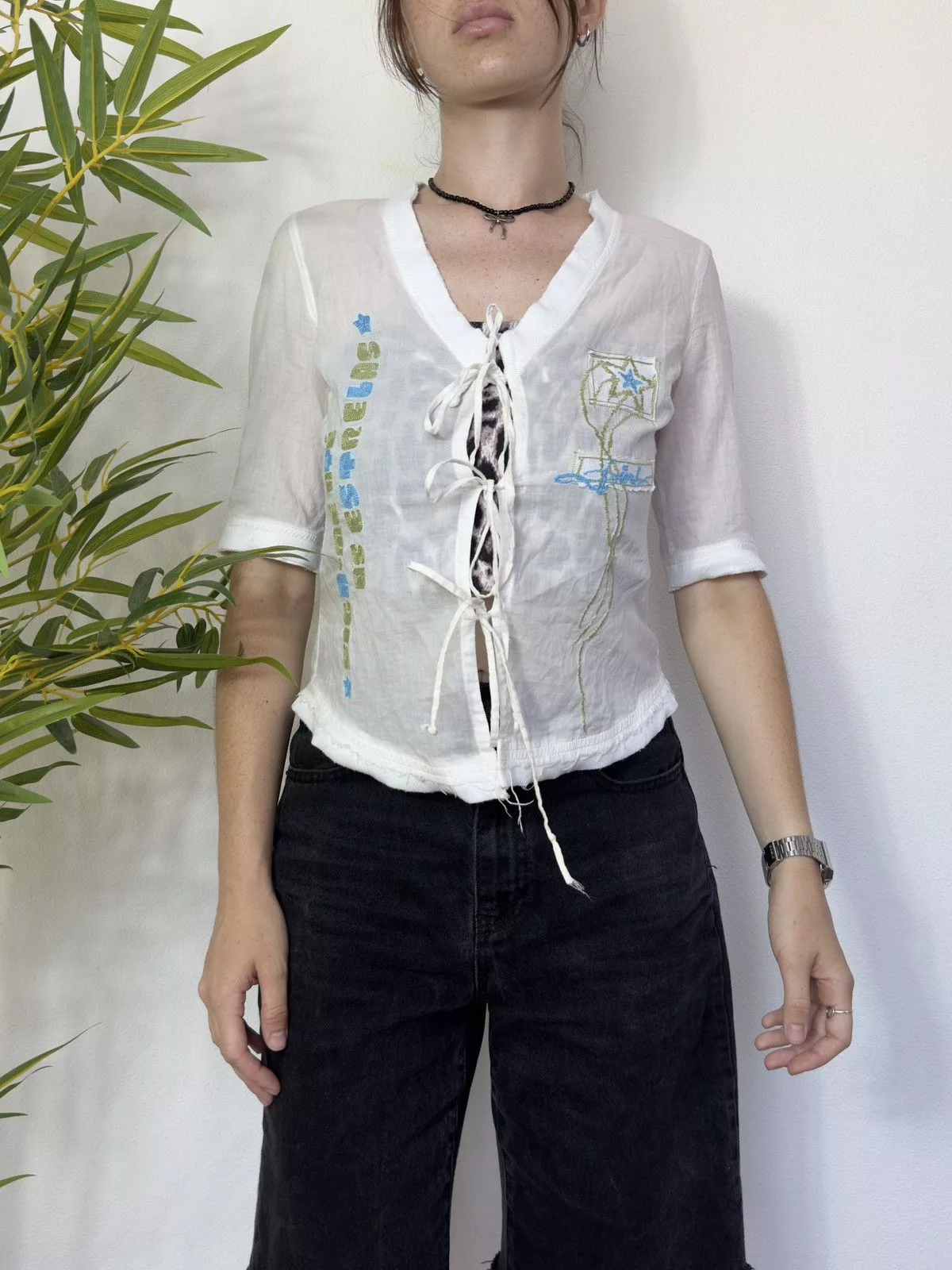 DKNY Blouses DKNY × Vintage VINTAGE MESH 2000s DKNY CUTE BLOUSE White Streetwear
