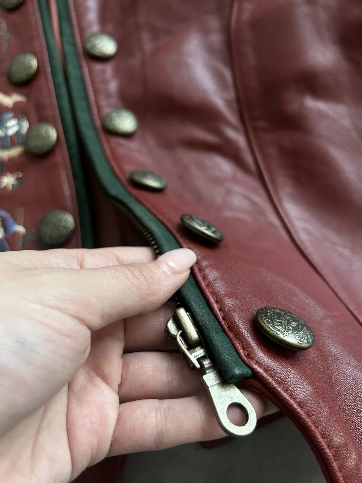 Vintage Leather Jackets RARE Gorgeous Leather Cherry Vintage Jacket with embroidery Red