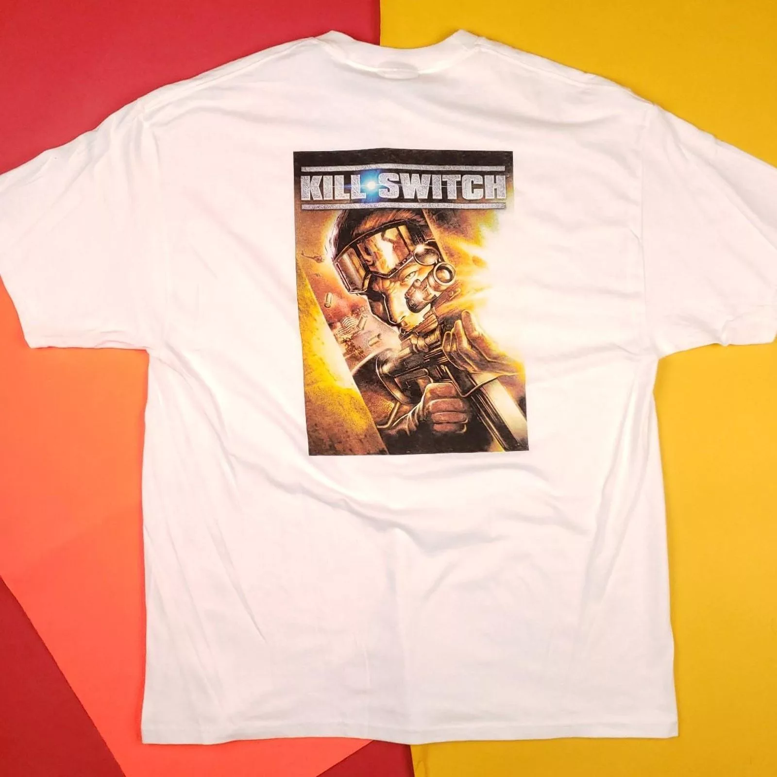 Vintage Short Sleeve T Shirts Vintage 2003 Namco Kill Switch Video Game Promo T-Shirt Mens XL White