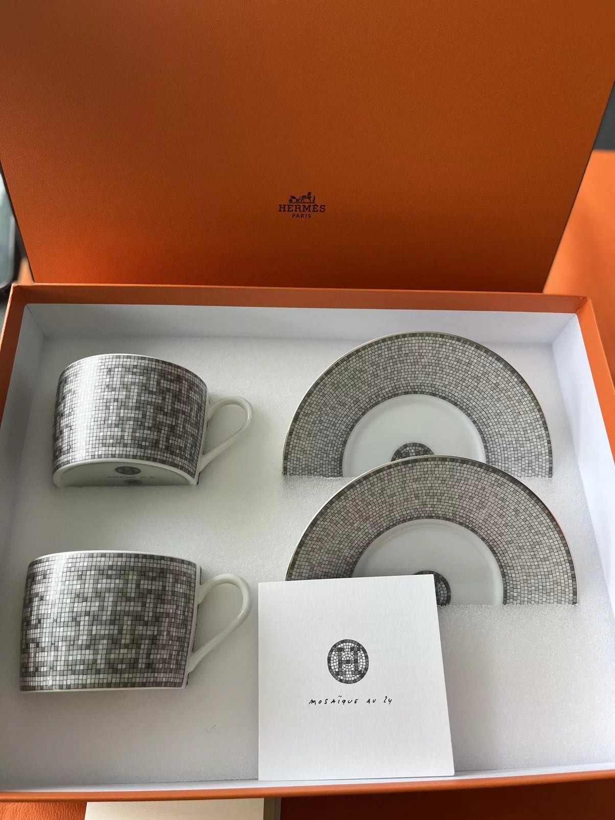 Hermes Miscellaneous Brand New Super Rare Hermes H Logo Mosaique Two Tea Sets Multi