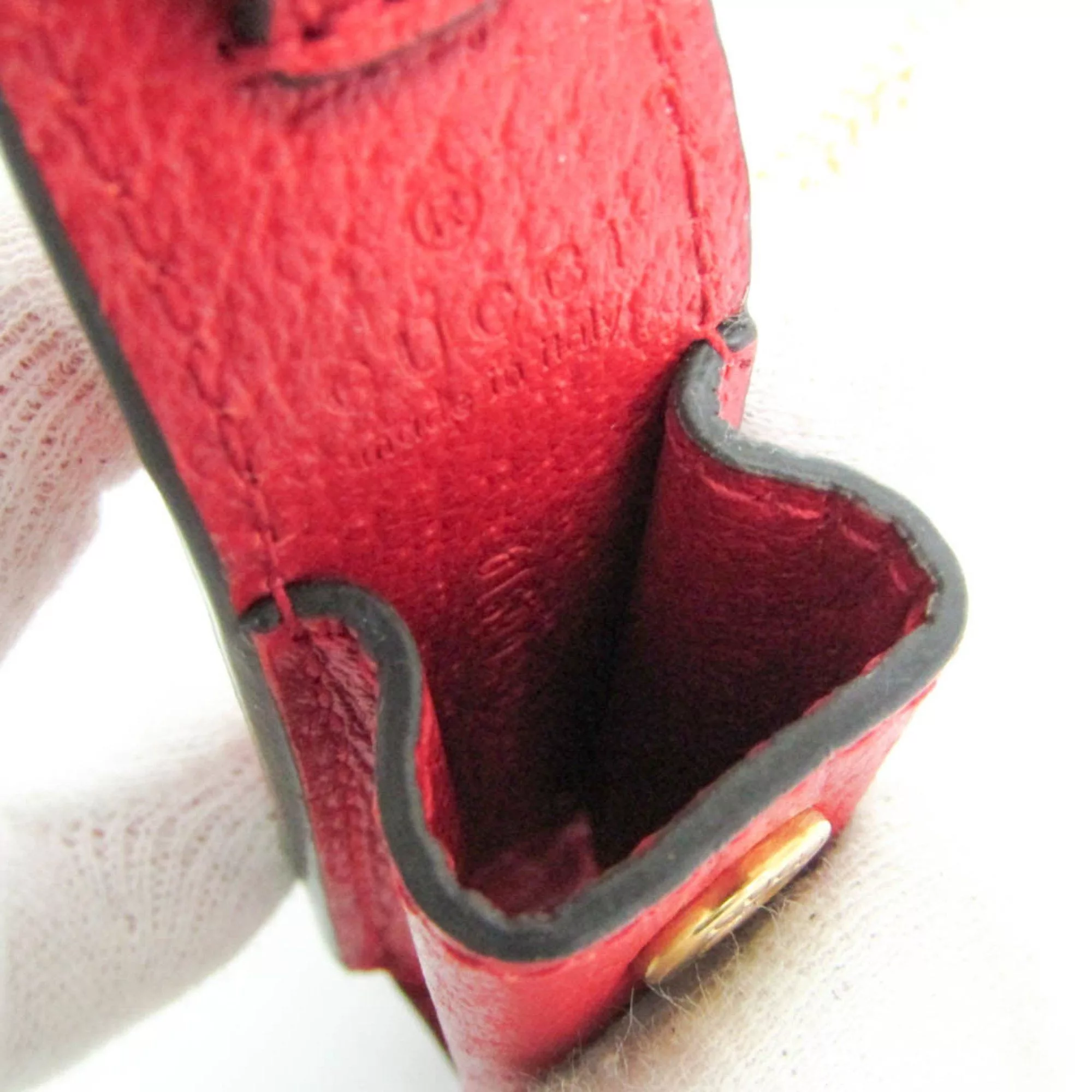 Gucci Miscellaneous Gucci Leather Lipstick Case Red Color 615998