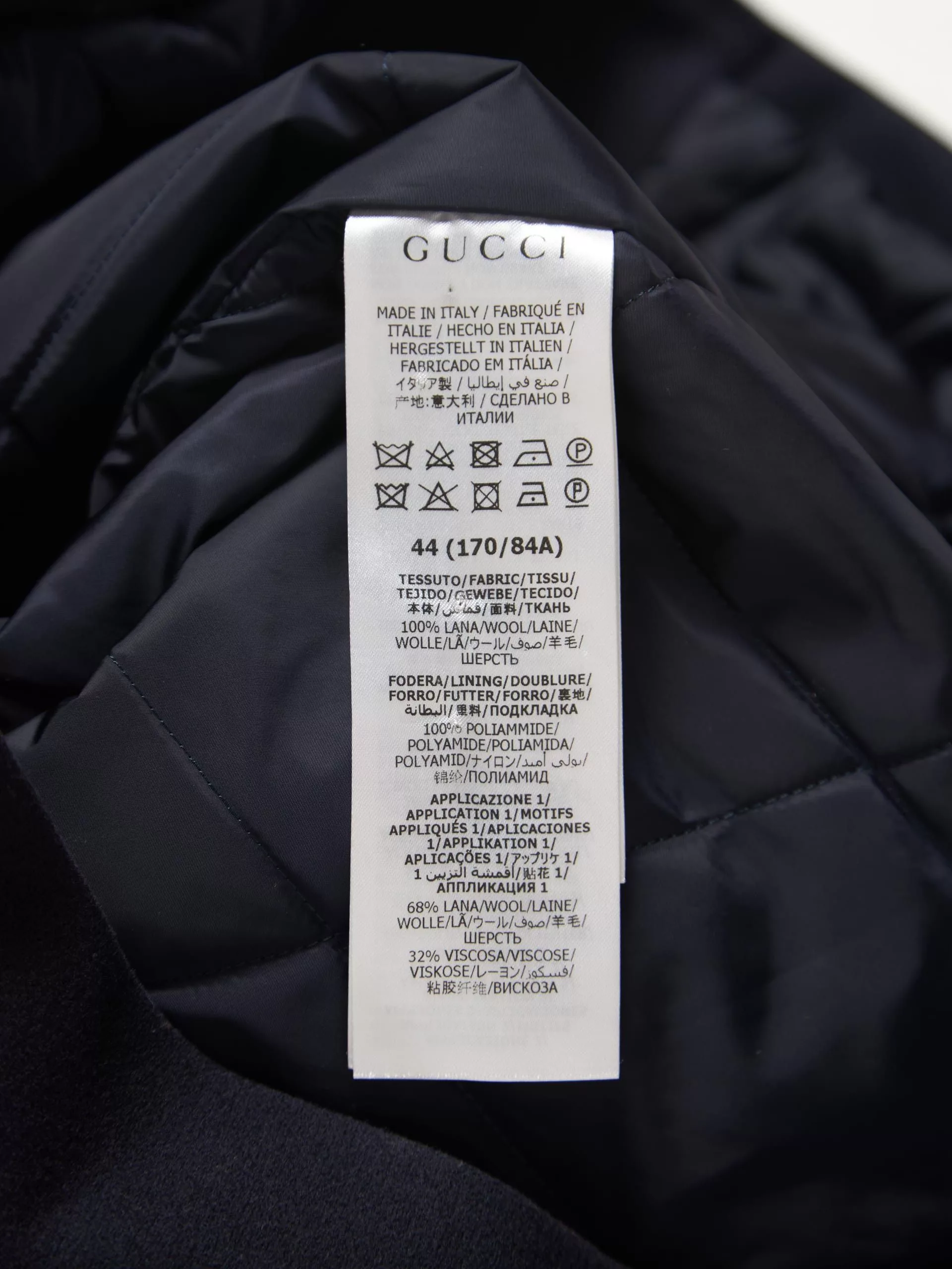 Gucci Parkas Gucci Navy Blue Logo Woolen Jacket
