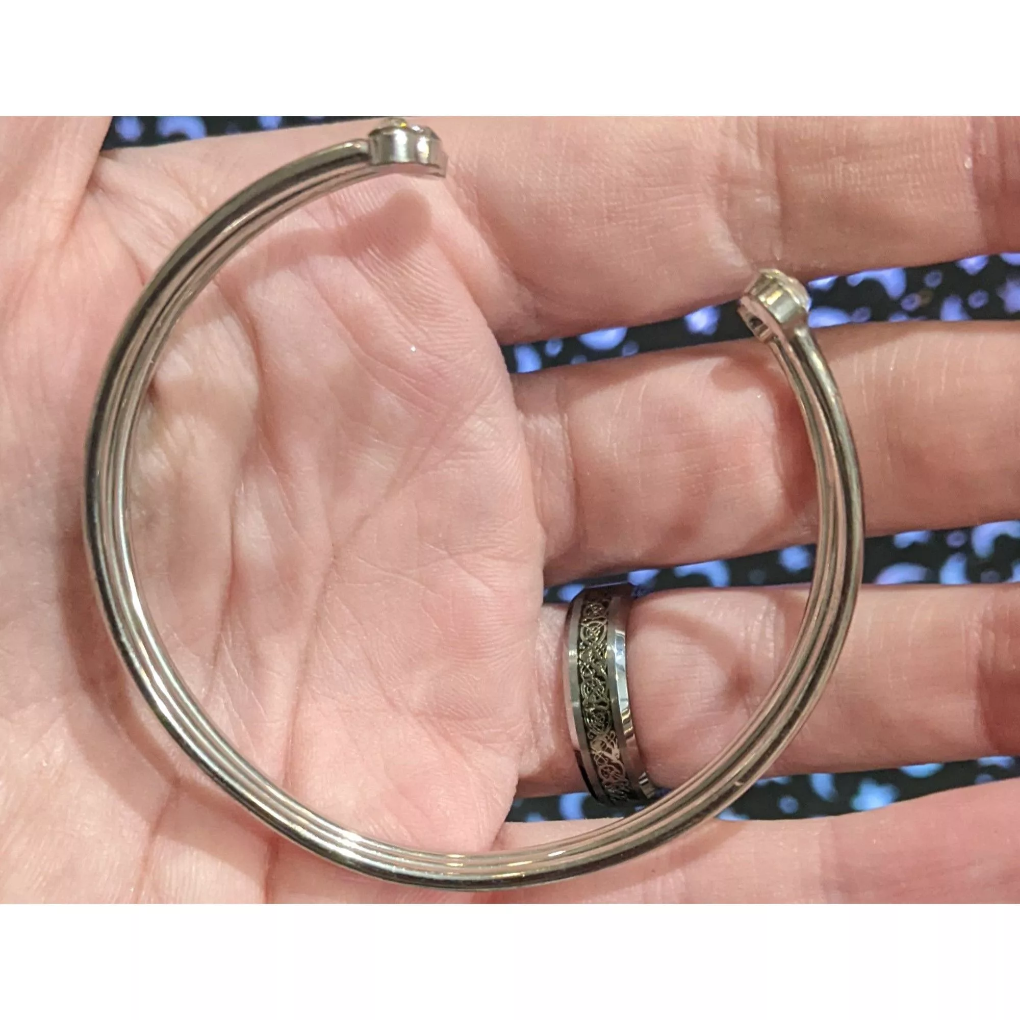 Other Bracelets Other Silver Rhinestone Open Cuff Bangle Bracelet