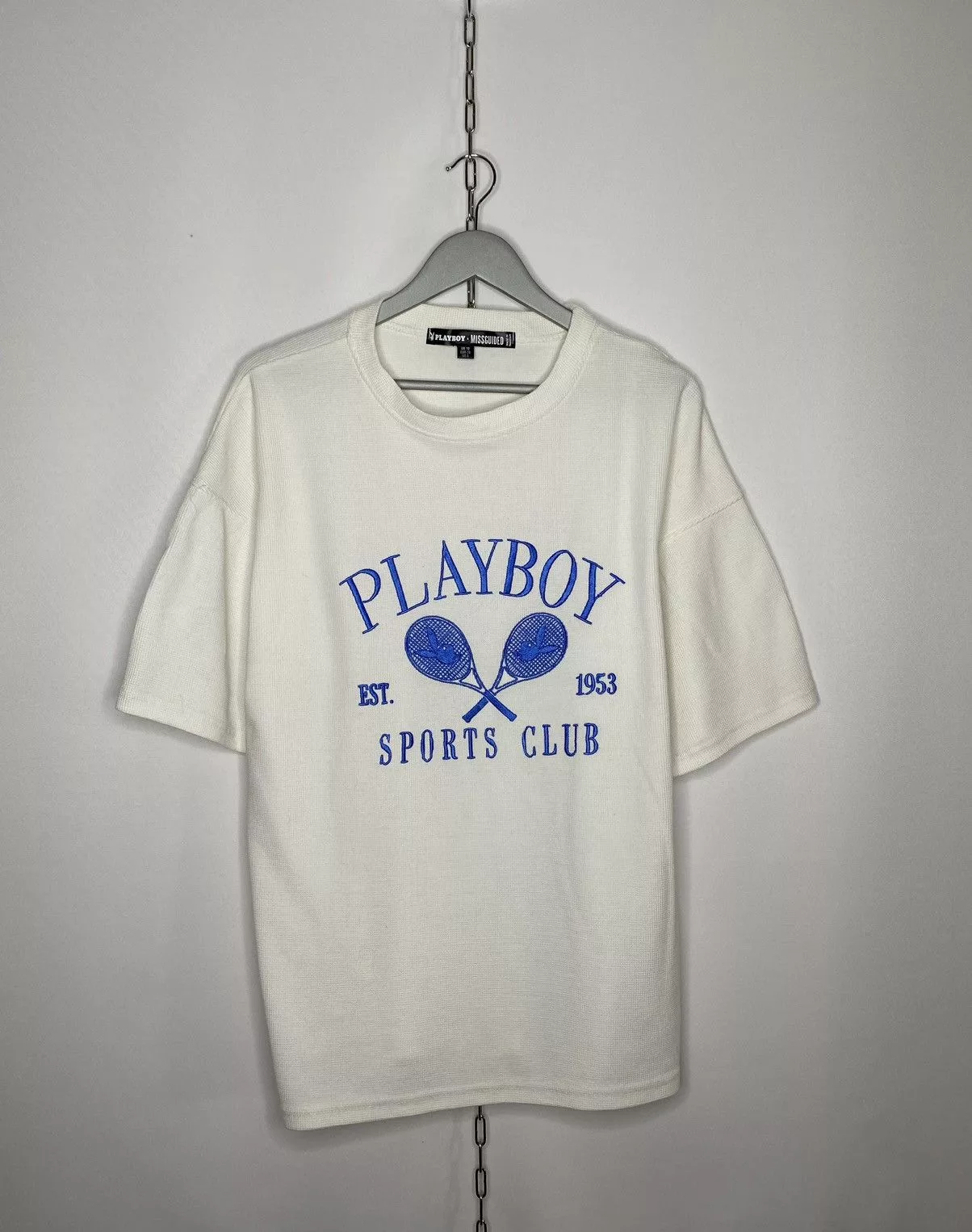 Playboy Short Sleeve T Shirts Playboy × Vintage ❗️Playboy x Missguided Big Logo Vintage T-Shirt Tee Hype Rare❗️ White Streetwear