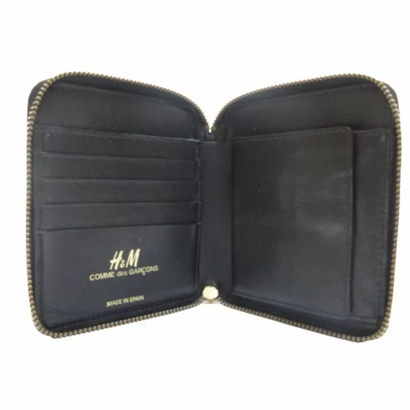 Comme des Garcons SHIRT Wallets Comme des Garcons SHIRT Wallet Leather Polka Dot Bi-fold Zip Black