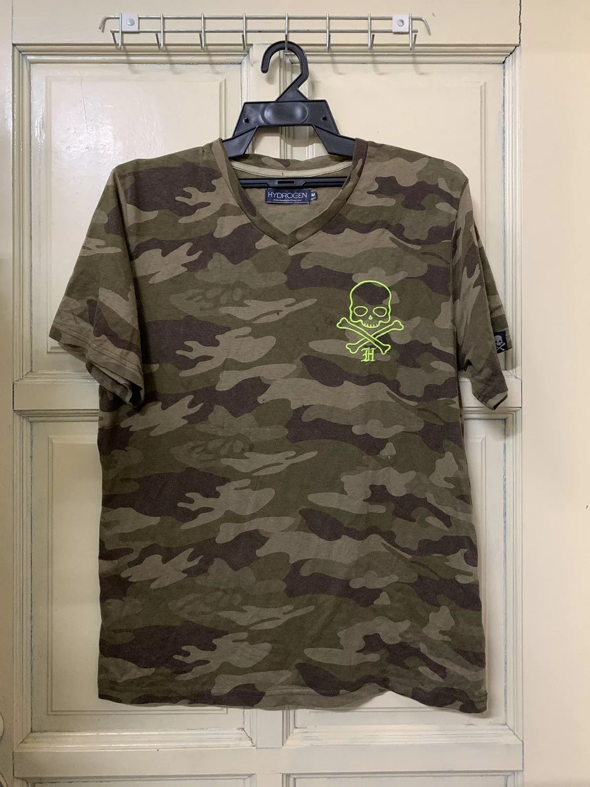 HYDROGEN Short Sleeve T Shirts Vtg Japanese Hydrogen Skull Camo Shirt Multi
