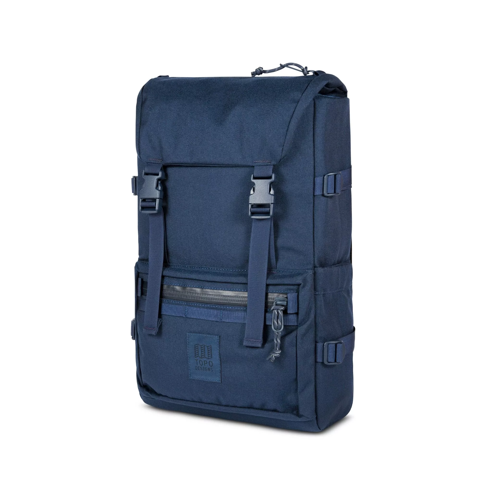 3/4 Front Product Shot of the Topo Designs Rover Pack Tech in Navy blue