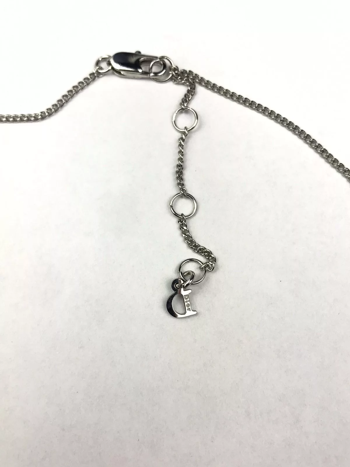 Dior Necklaces Dior Spell-out Plate w/ Crystals Silver