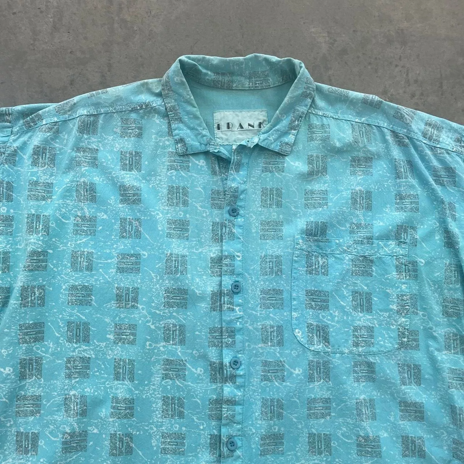 Vintage Shirts Button Ups Vintage Frank Light Blue Patterned Button Up Shirt
