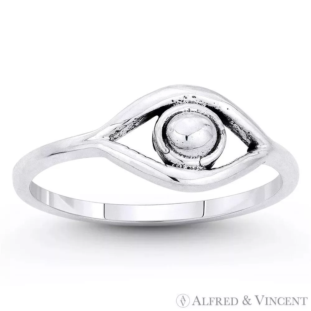 Other Rings Other Evil Eye Luck Charm Rustic-Style Ring Silver